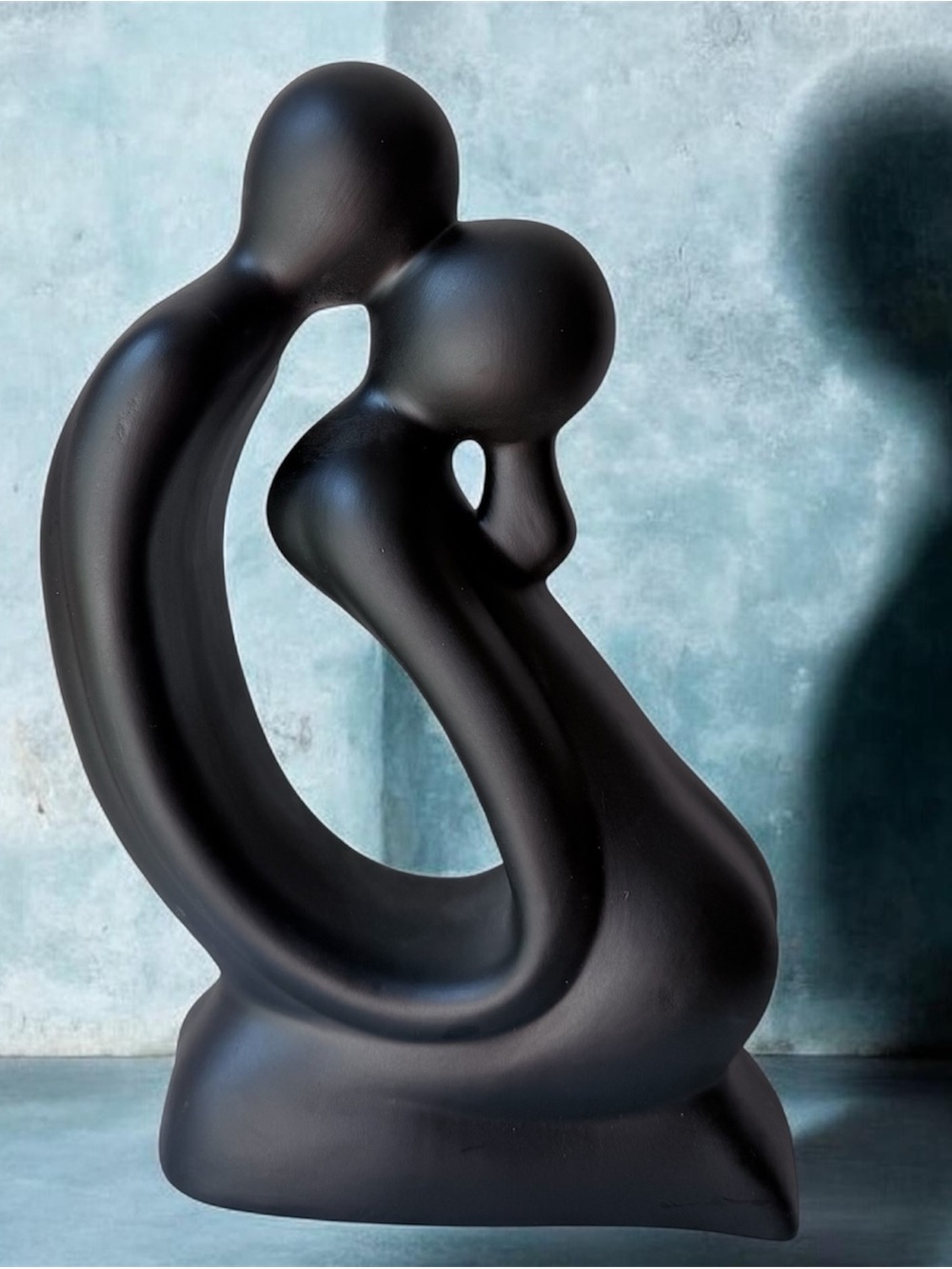Portugal ceramic Modern Black Abstract Embrace Sculpture kissing lovers